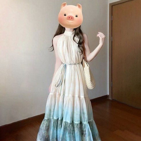 롱원피스 여름원피스 그라데이션 홀터넥원피스 원피스
