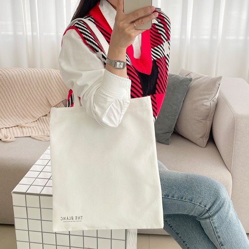 더블랑e 지퍼 심플레터링 데일리 에코백 2P