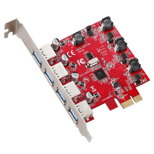 Monland PCI-E-USB 3.0 라이저 카드 PCIE-4 포트 USB 어댑터 데스크탑 용 5Gbps 확장, 빨간