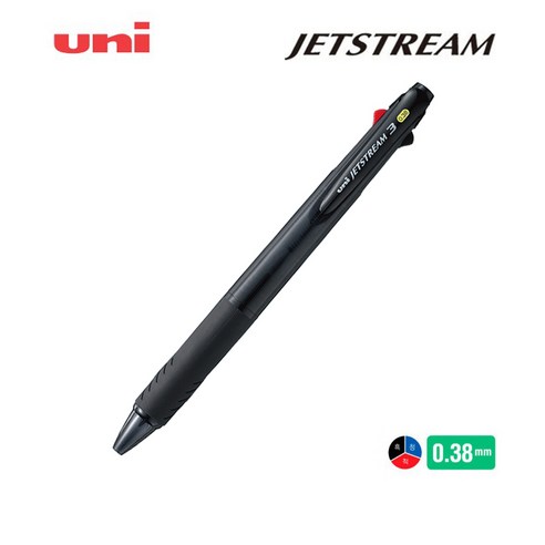 제트스트림 3색 펜 0.38mm SXE3-400-38, 블랙, 3개