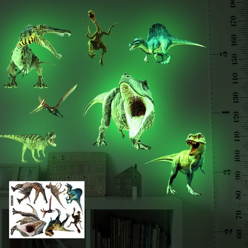 데이즈인 공룡 야광스티커 방꾸미기 인테리어 원룸꾸미기 데코 창문 벽지 천장 포인트 시트지 환타스틱스, 티라노사우루스