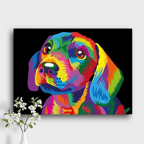 오늘의오브제 DIY 보석십자수 캔버스형 40x30cm, A3_04_COLORFUL DOG 1, 1개