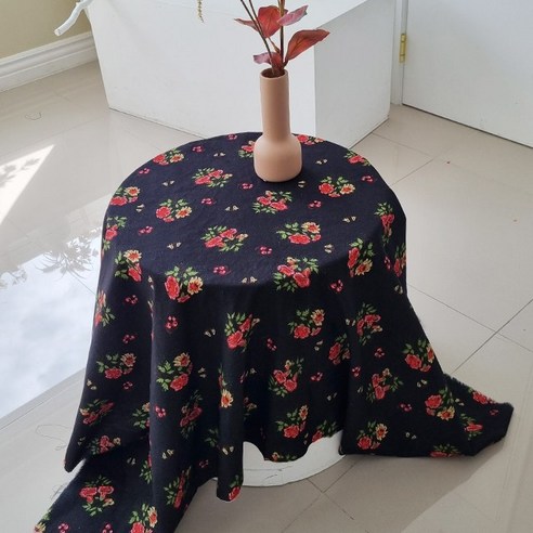 클랩꽃무늬원단, 블랙, 1개