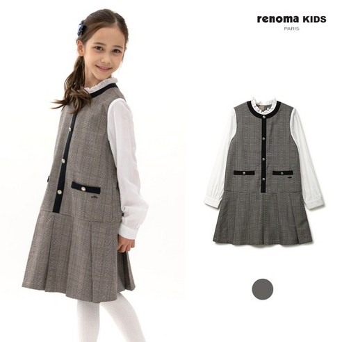 레노마 키즈 여아단정한 체크원피스 챠콜 R2232O628 28