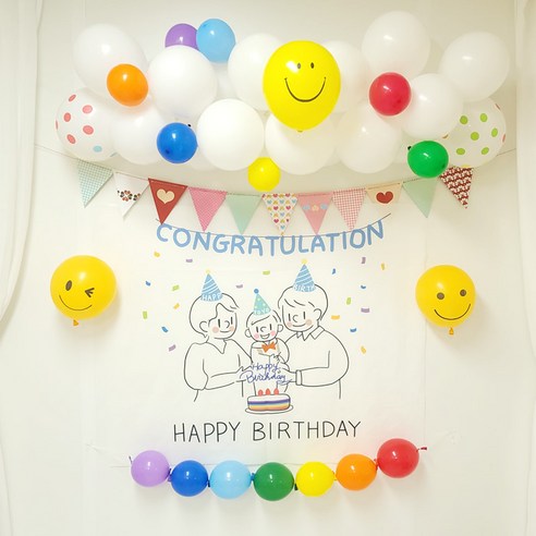 뭉게구름 풍선 가랜더 패키지 / 연인 가족 생일 파티 기념일, 뭉게구름 패밀리