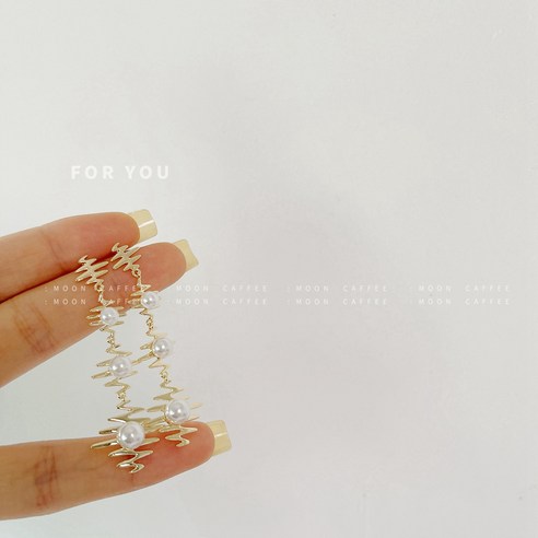 KORELAN운산 수술 진주 925 실버 바늘 롱 귀걸이 귀걸이 여자 차가운 바람 소량 디자인 감각 개성 귀걸이 트렌드