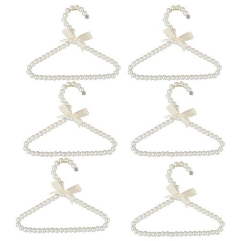 리본 Bowknot 화이트와 6Pcs 플라스틱 진주 페르시 옷걸이, 화이트, 20cm, 플라스틱 금속