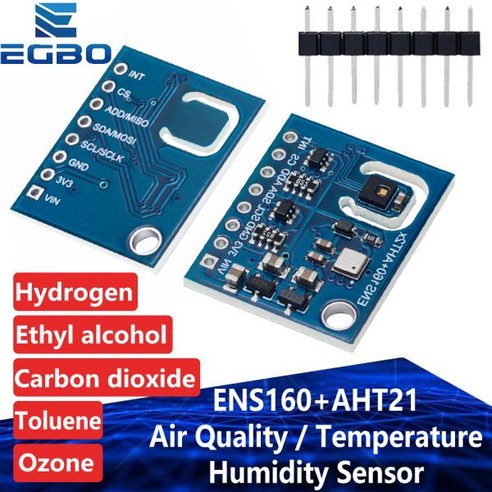 이화탄소 CO2 eCO2 TVOC 질 온도 습도 센서 Arduino CCS8 교체 ENS60 AHT2, 1개