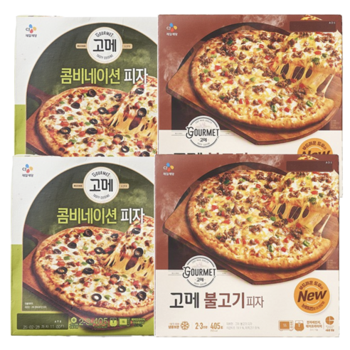 비비고 고메 콤비네이션 피자 2팩 + 불고기피자 2팩, 1세트, 405g