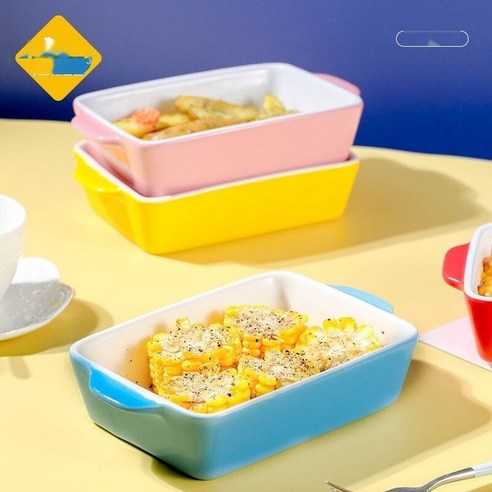 구운 레시 세라믹 베이킹 팬 2팩 (핑크 + 블루) 치즈 구운 밥 접시 전자 레인지 직사각형 베이킹 도구 베이킹 그릇, default