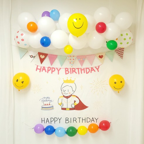 뭉게구름 풍선 가랜더 패키지 / 연인 가족 생일 파티 기념일, 뭉게구름 꼬마왕자