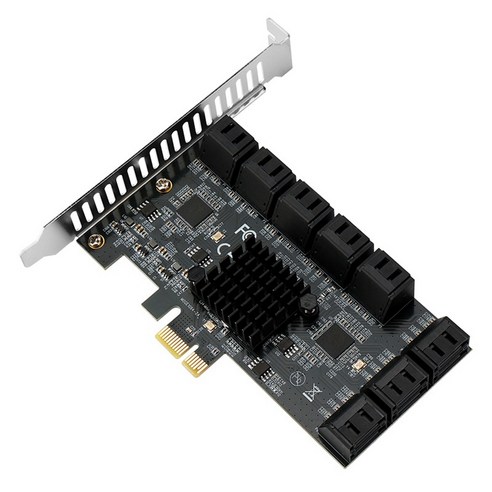 Xzante SATA PCIE 1X 어댑터 16 포트 PCIE-SATA 3.0 6Gbps 인터페이스 속도 라이저 확장 카드 데스크탑 PC 컴퓨터, 검은 색