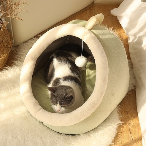 애완 동물 집 고양이 하우스 매트 동굴 수면 침대, 녹색