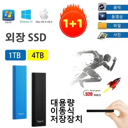 대용량 미니 외장 SSD 휴대용 컴퓨터 휴대폰고속 외장 하드 외장형 이동식 하드 12TB 외장 SSD, 블랙, 6TB