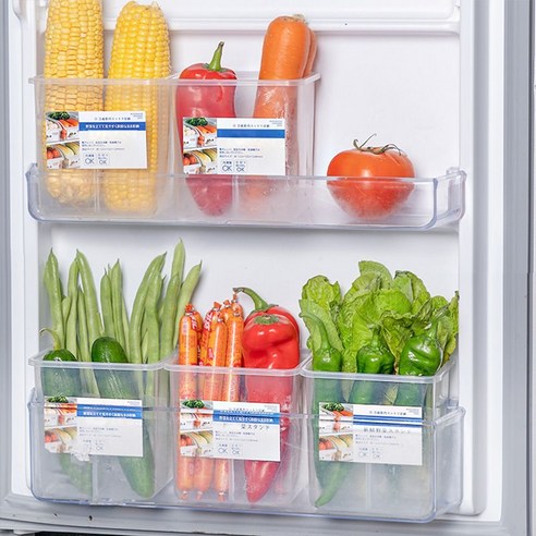 일본식 냉장고 옆문 특수 야채 보관 상자 긴 식품 보존 상자 주방 구획 보관 상자 투명, default