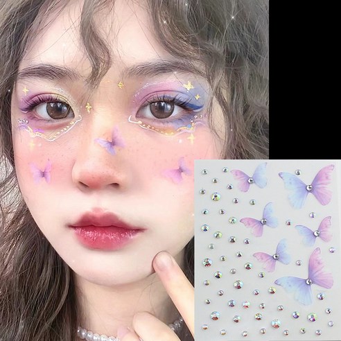 걸스코코 페이스 쥬얼리 스티커 바디스티커 페스티벌 큐빅스티커 메이크업스티커 파티 타투 보석 패션스티커, 63번