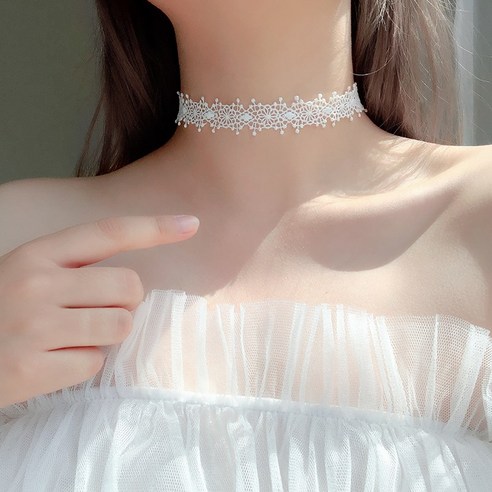 DFMEI 레이스 칼라 초커 목걸이 스털링 실버 쇄골 체인 어 일 넥 액세서리 목걸이