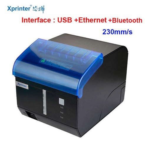 휴비나인 라벨출력기 Xprinter 브랜드 자동 커터 열 영수증 프린터 POS USB 이더넷 블루투스 호텔 주방 레스토랑용 80mm, C260M USB LAN_CHINA | 영국 플러그