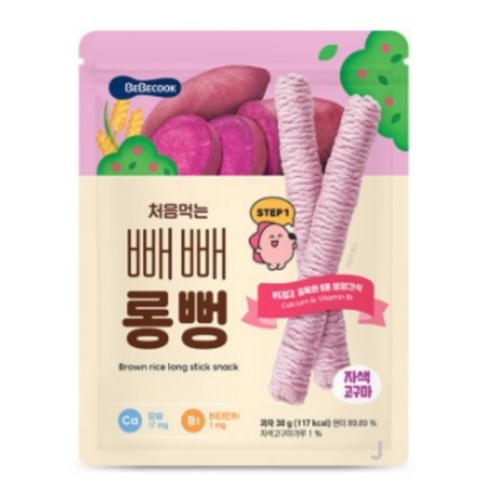 베베쿡 처음먹는 빼빼롱뻥, 사과, 30g, 5개