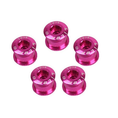 5PCS 체인 휠 나사 CNC 7075 체인 링 휠 자전거 디스크 나사, 핑크, 6.5mm, 알루미늄