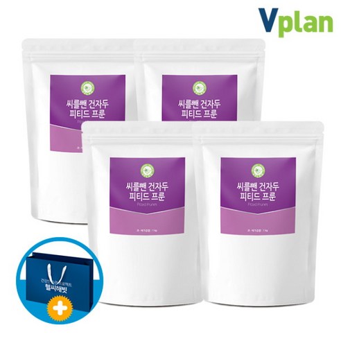 브이플랜 건 푸룬 건자두 씨없는 피티드 프룬 말린 자두 4kg (쇼핑백), 4개