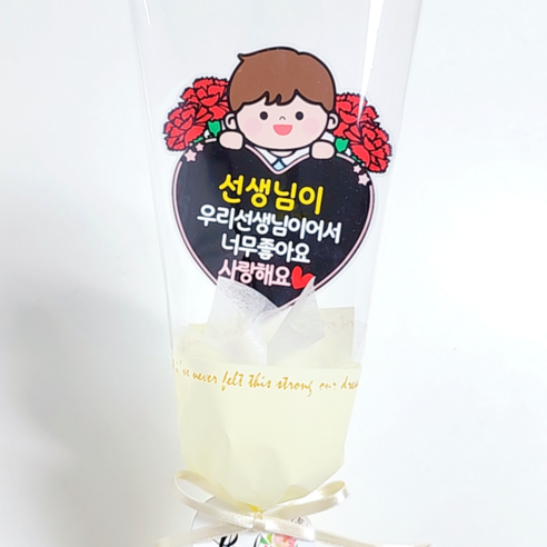 레아토퍼 카네이션 캐릭터 꽃다발 토퍼 어버이날 스승의날 선물, 1개, 선생님