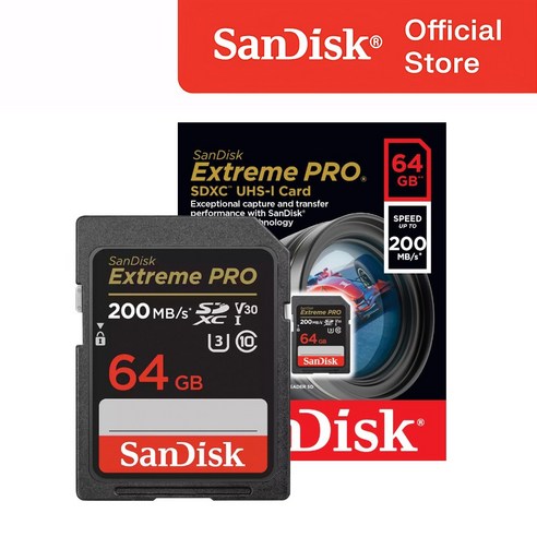 샌디스크 정품 SD 메모리카드 Extreme Pro 익스트림 프로 SDXC 평생보증 Lifetime, 1개, 64GB