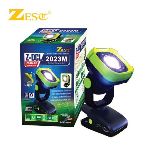 제스트 Z-DCL2023M 다이노 클램프 랜턴 1000루멘 LED 집게 각도조절 잔량표시 강력자석 USB충전포트, 1개