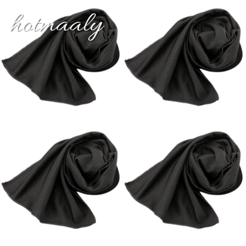 hotmally 아이스 스포츠 쿨타올 4p 급냉 건식 쿨 땀 수건, 블랙, 4개