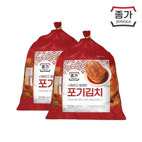 (종가집) 종가 중부식 포기김치 11kg (5.5kg X 2), 2개, 5.5kg