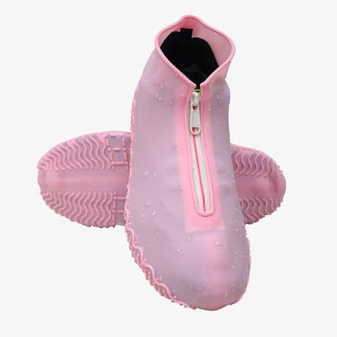 YAPOGI 편리한 방수 신발 커버 두꺼운 내마모성 휴대용 장화, S, 핑크 (지퍼)