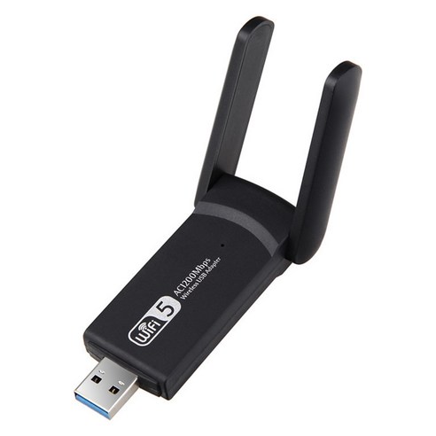 Retemporel 1200M USB WiFi 어댑터 2.4G + 5.8G 듀얼 밴드 USB3.0 네트워크 카드 동글 (데스크탑 컴퓨터 노트북 용 안테나 포함), 1개, 검정
