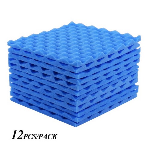 12 팩 폼 패널 방음 스튜디오 어쿠스틱 30*30cm/ * 12in 흡음면, [02] 파란