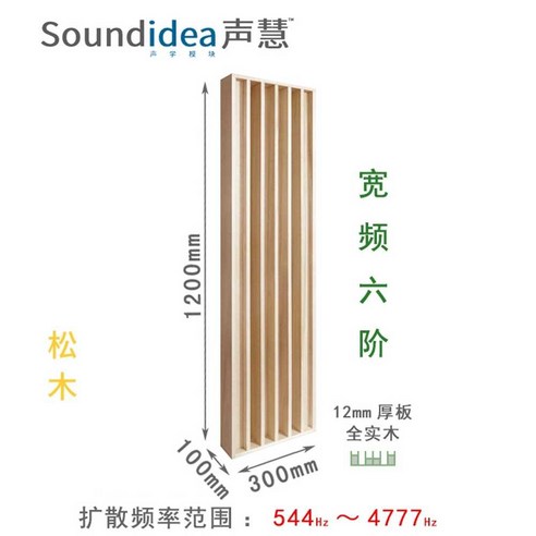 음향반사판 사운드디퓨저 스튜디오 사운드 음향판 확산, 오동 광대역 6 주문 120x30x10