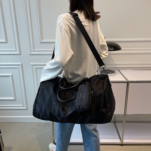 여행 가방 가볍다 대용량 출장 가방 숄더 여행 가방 여자 수납 가방 헬스 가방 선물 주문, 검정색