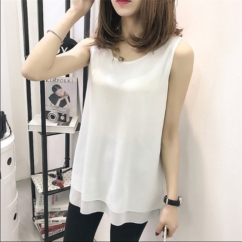 편안한 여름 착용을 위한 빅사이즈 민소매 블라우스