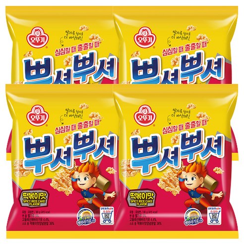 오뚜기 뿌셔뿌셔 떡볶이맛, 90g, 4개