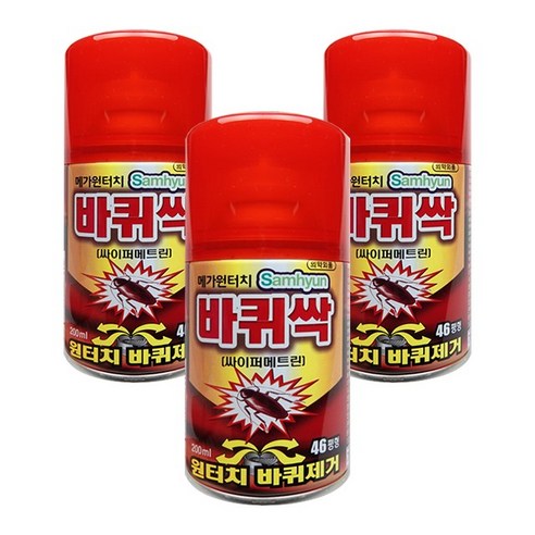 삼현제약 메가원터치 바퀴싹 46평형 살충제 싹쓸이 바퀴벌레약, 200ml, 3개