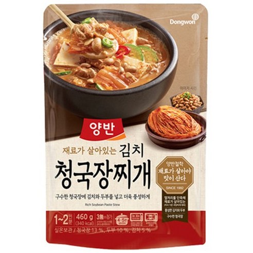 양반 김치 청국장찌개, 460g, 1개