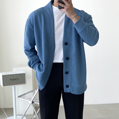 남성용 빠델 오버핏 데일리 무지 니트 가디건