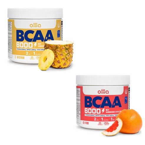 [1+1] 올라 BCAA 6000 250g 맛있는 아미노산 보충제, 자몽파인애플, 2개