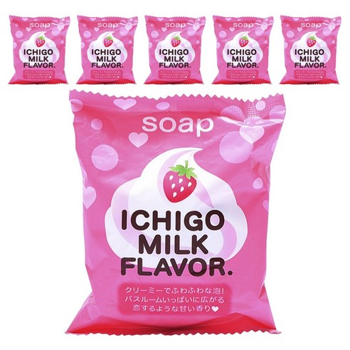 Pelican 쁘띠 베리솝 S 이치고 밀크 플레이버 목욕비누, 80g, 6개