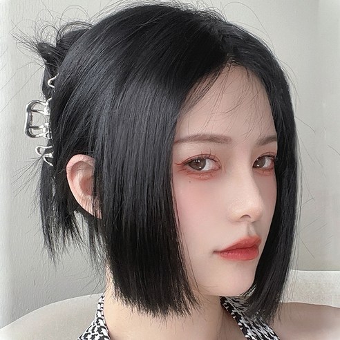미즈코스 얼굴소멸 히메컷 ﻿가발 앞머리 사이드 뱅 옆머리 부분 가발 애교머리 풀뱅 규리 민니, 앞-라이트브라운, 1개