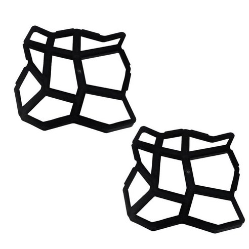 2 조각 정원 바닥 포장 포장 금형 단계 돌 경로 제조기 금형 재사용, 블랙, 2Pcs, 플라스틱