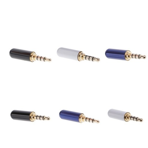 6 조각 4극 3.5mm 1/8 "남성 헤드폰 플러그 어댑터 비디오 납땜, 다색, 36x7x7mm, 금속