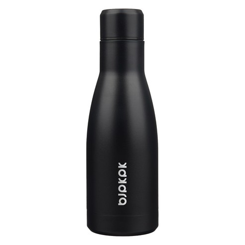 bjpkpk 스테인리스 스틸 이중 단열 보온병, 1개, 블랙, 350ml