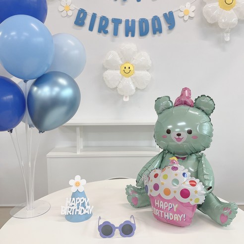 생일 파티를 화려하고 잊지 못할 추억으로 만들어 주는 민즈셀렉트 생일 곰돌이 데이지 풍선 세트