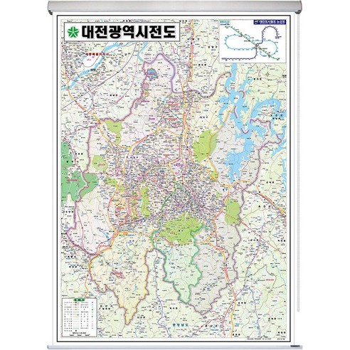 대전 지도 대전광역시 부동산 전도 (롤스크린 중형 111x150), 고급천