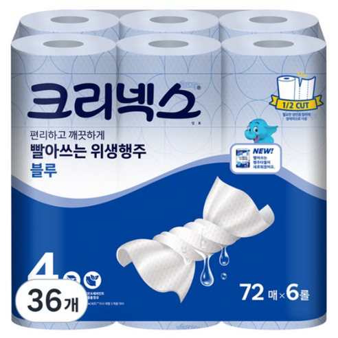 크리넥스 빨아쓰는 위생행주 블루 72매, 12개, 1개입