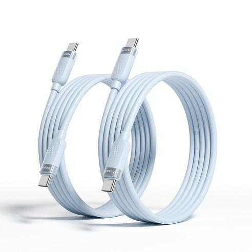 Toocki 마카롱 실리콘 6A C-C 60W 초고속 충전케이블, 2개, 불루, 2m